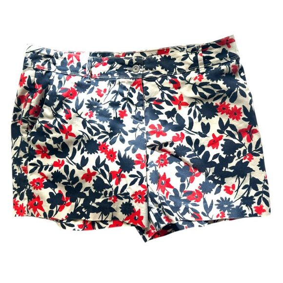 The Limited Women's Shorts Size 10 Navy White Red Floral Cotton Blend 5” Inseam - Picture 4 of 5